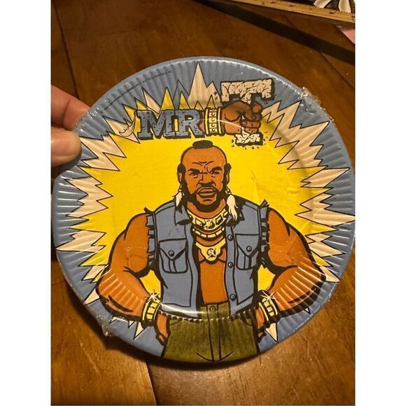 Vintage Mr T A Team New Old Stock Coated Party Plates 7” Unique Brand 1980s - Picture 1 of 4